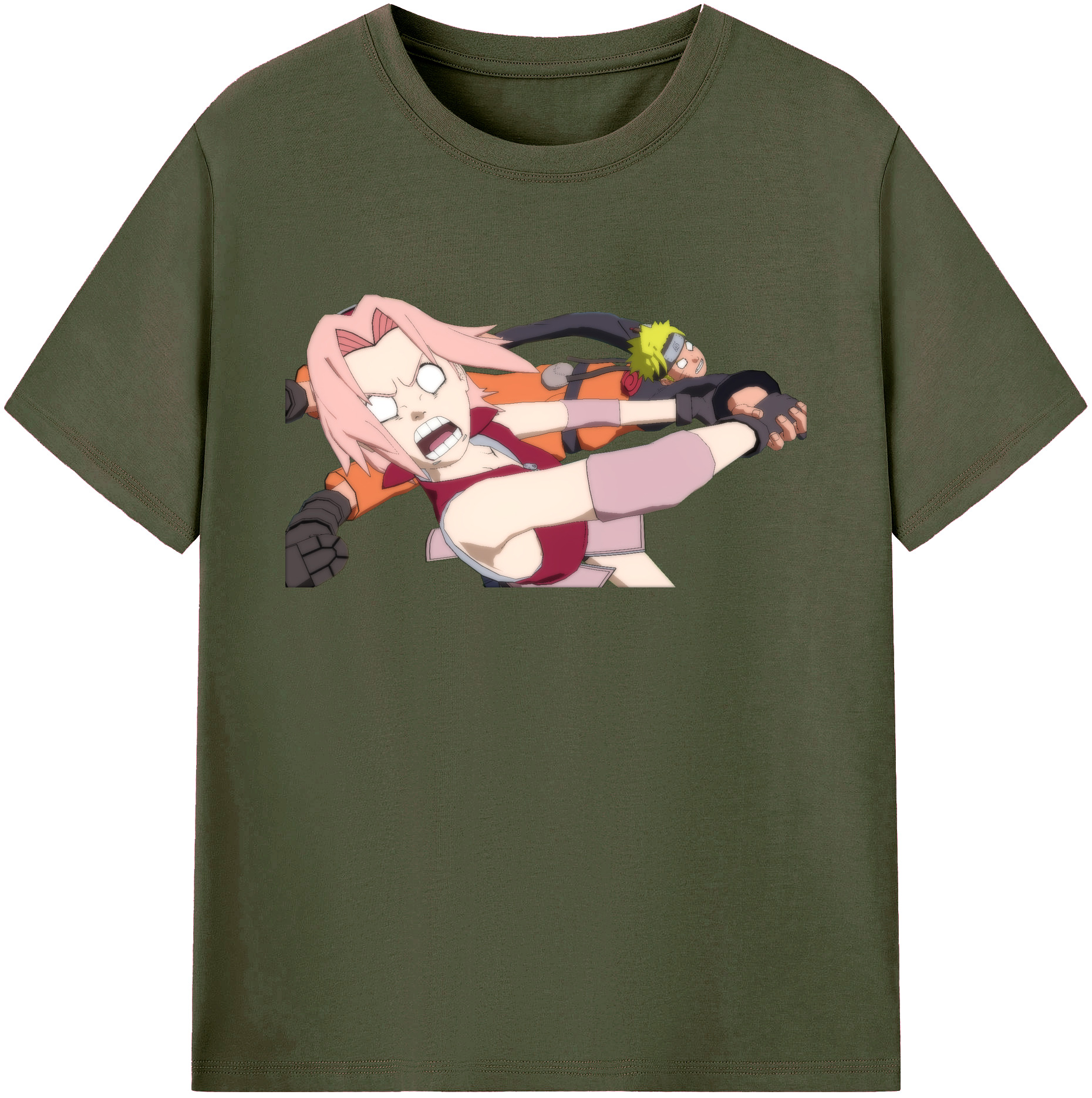 （画像用） NARUTO -ナルト- 春野サクラ Haruno Sakura 綿100％ メンズ半袖Tシャツ｜肌触りやわらか＆通気性